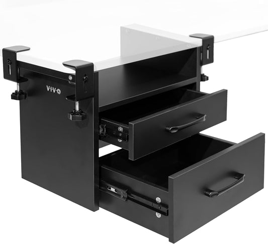 Black Corner Clamp-on Drawer and Shelf System, DESK-DR3C