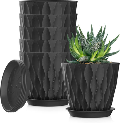 4 Inch Plant Pots, 6 Pack Indoor Flower Pots, Planters with Drainage Holes and Trays for Orchids, Violets, Succulents, Herbs, and Other Plants,Corolful