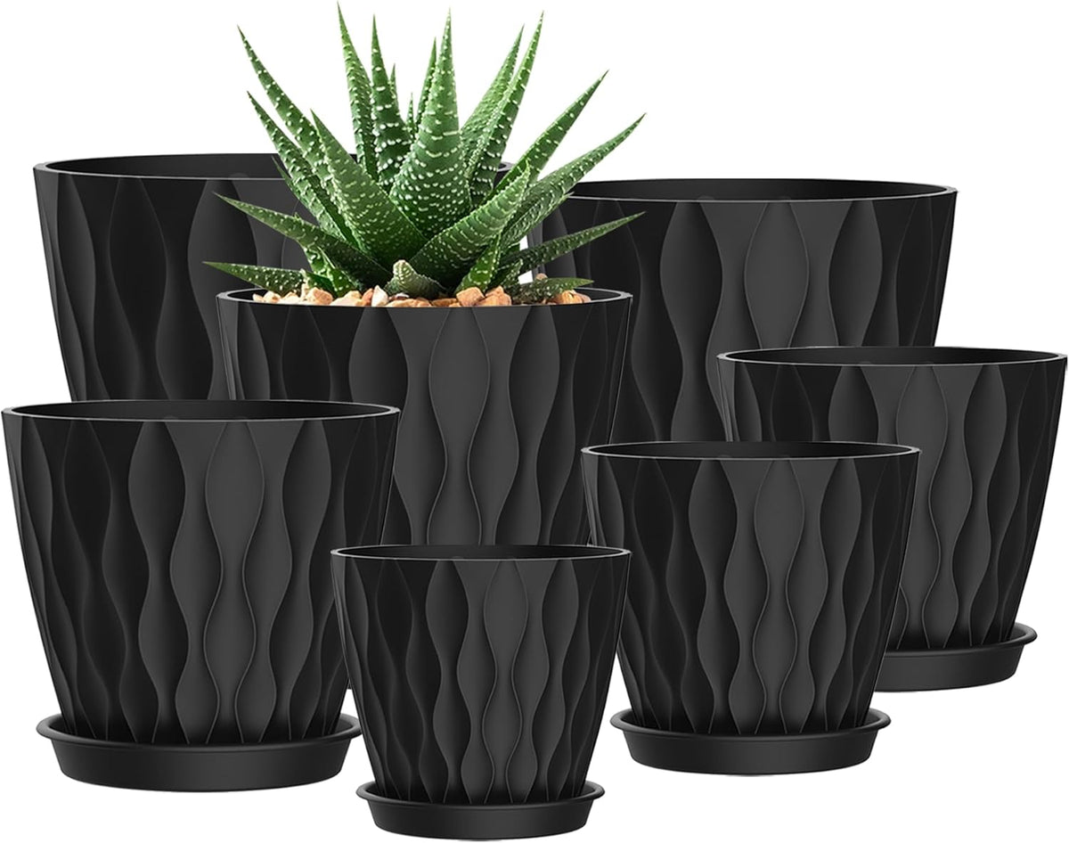 4 Inch Plant Pots, 6 Pack Indoor Flower Pots, Planters with Drainage Holes and Trays for Orchids, Violets, Succulents, Herbs, and Other Plants,Corolful