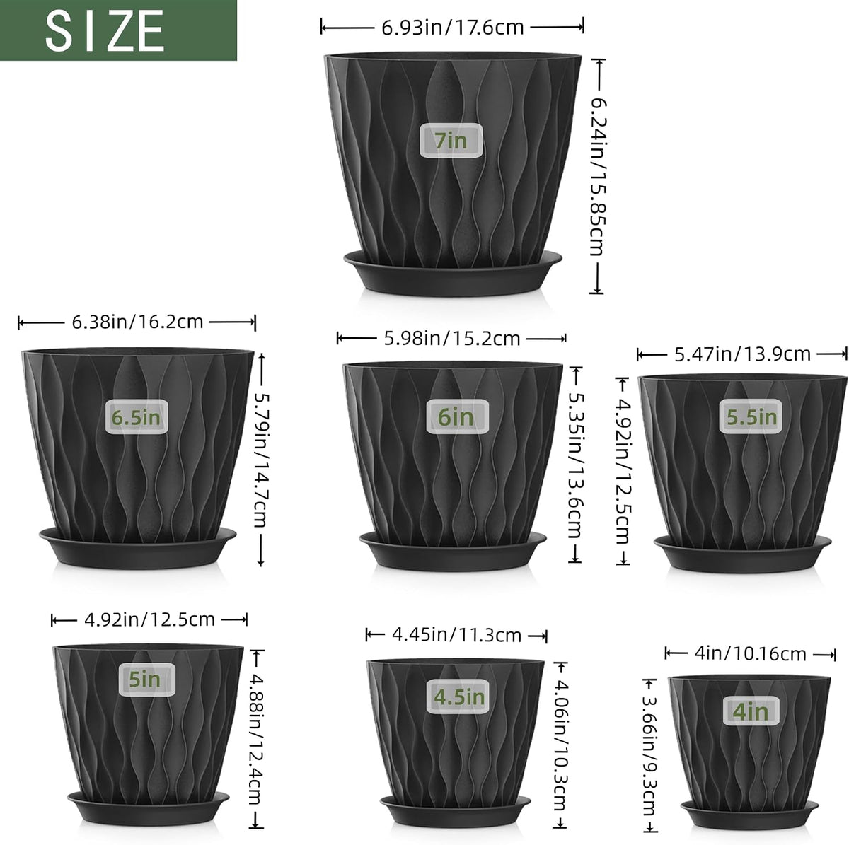 4 Inch Plant Pots, 6 Pack Indoor Flower Pots, Planters with Drainage Holes and Trays for Orchids, Violets, Succulents, Herbs, and Other Plants,Corolful