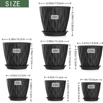 4 Inch Plant Pots, 6 Pack Indoor Flower Pots, Planters with Drainage Holes and Trays for Orchids, Violets, Succulents, Herbs, and Other Plants,Corolful