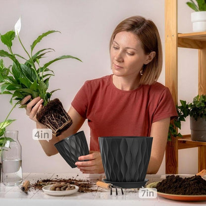 4 Inch Plant Pots, 6 Pack Indoor Flower Pots, Planters with Drainage Holes and Trays for Orchids, Violets, Succulents, Herbs, and Other Plants,Corolful