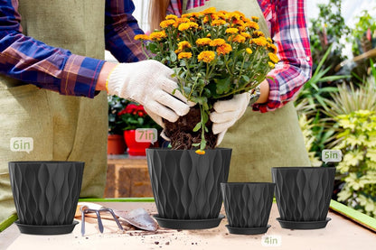 4 Inch Plant Pots, 6 Pack Indoor Flower Pots, Planters with Drainage Holes and Trays for Orchids, Violets, Succulents, Herbs, and Other Plants,Corolful