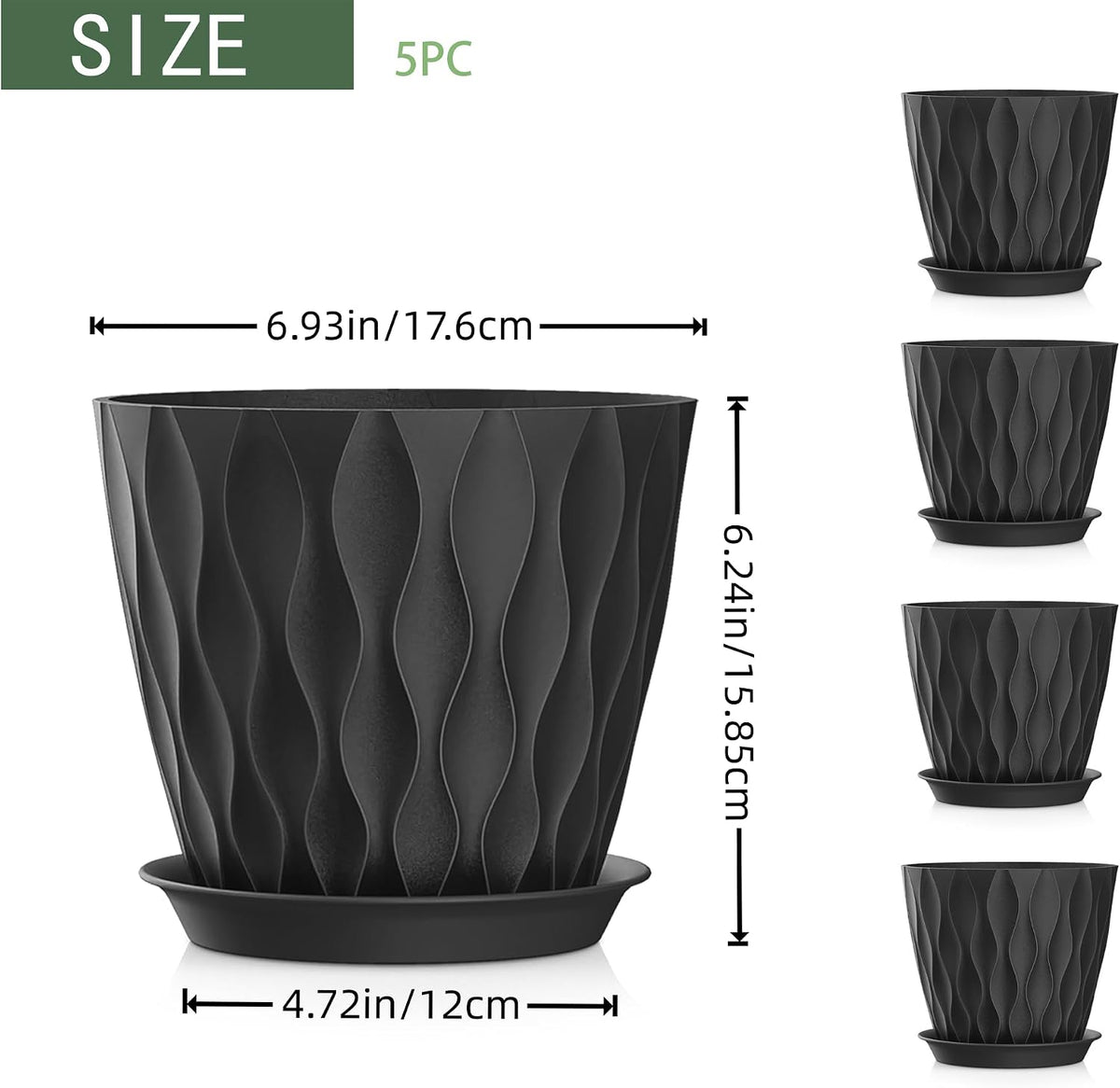 4 Inch Plant Pots, 6 Pack Indoor Flower Pots, Planters with Drainage Holes and Trays for Orchids, Violets, Succulents, Herbs, and Other Plants,Corolful