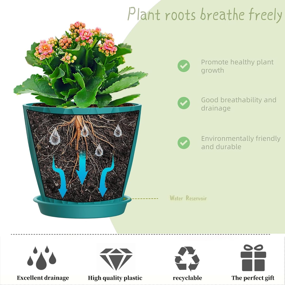 4 Inch Plant Pots, 6 Pack Indoor Flower Pots, Planters with Drainage Holes and Trays for Orchids, Violets, Succulents, Herbs, and Other Plants,Corolful