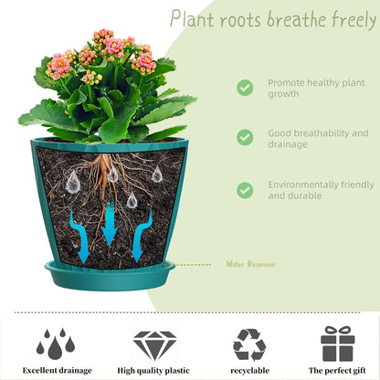 4 Inch Plant Pots, 6 Pack Indoor Flower Pots, Planters with Drainage Holes and Trays for Orchids, Violets, Succulents, Herbs, and Other Plants,Corolful