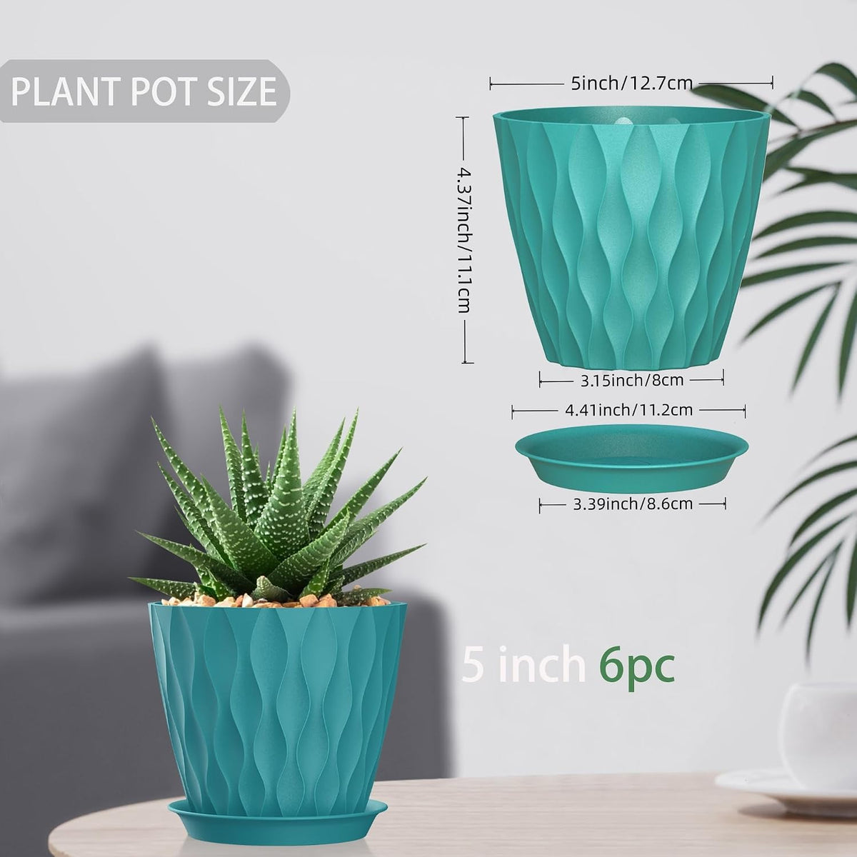 4 Inch Plant Pots, 6 Pack Indoor Flower Pots, Planters with Drainage Holes and Trays for Orchids, Violets, Succulents, Herbs, and Other Plants,Corolful