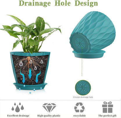 4 Inch Plant Pots, 6 Pack Indoor Flower Pots, Planters with Drainage Holes and Trays for Orchids, Violets, Succulents, Herbs, and Other Plants,Corolful
