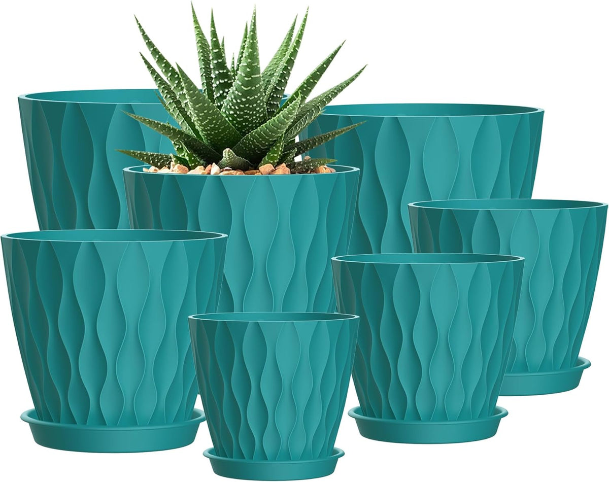 4 Inch Plant Pots, 6 Pack Indoor Flower Pots, Planters with Drainage Holes and Trays for Orchids, Violets, Succulents, Herbs, and Other Plants,Corolful