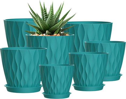 4 Inch Plant Pots, 6 Pack Indoor Flower Pots, Planters with Drainage Holes and Trays for Orchids, Violets, Succulents, Herbs, and Other Plants,Corolful