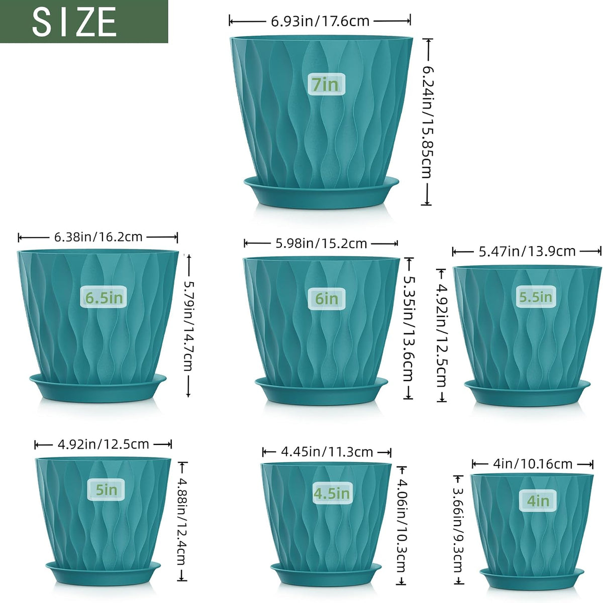 4 Inch Plant Pots, 6 Pack Indoor Flower Pots, Planters with Drainage Holes and Trays for Orchids, Violets, Succulents, Herbs, and Other Plants,Corolful