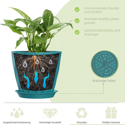 4 Inch Plant Pots, 6 Pack Indoor Flower Pots, Planters with Drainage Holes and Trays for Orchids, Violets, Succulents, Herbs, and Other Plants,Corolful