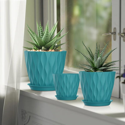 4 Inch Plant Pots, 6 Pack Indoor Flower Pots, Planters with Drainage Holes and Trays for Orchids, Violets, Succulents, Herbs, and Other Plants,Corolful