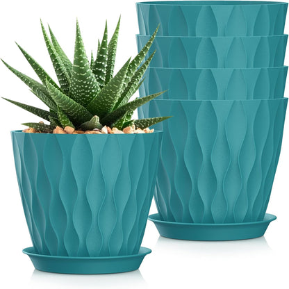 4 Inch Plant Pots, 6 Pack Indoor Flower Pots, Planters with Drainage Holes and Trays for Orchids, Violets, Succulents, Herbs, and Other Plants,Corolful