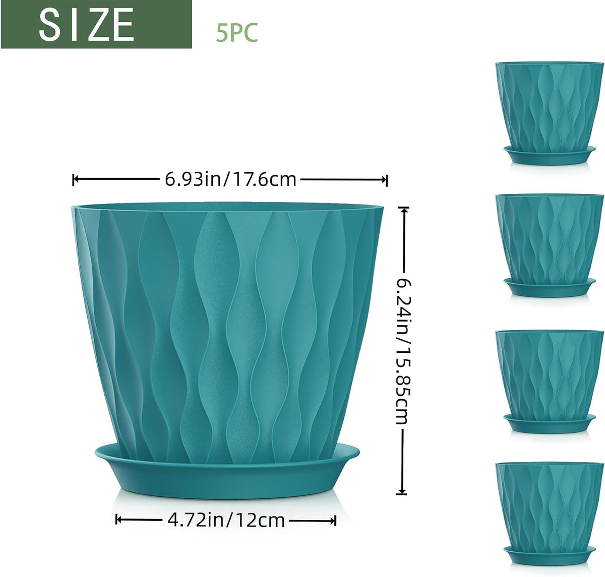 4 Inch Plant Pots, 6 Pack Indoor Flower Pots, Planters with Drainage Holes and Trays for Orchids, Violets, Succulents, Herbs, and Other Plants,Corolful