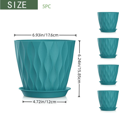 4 Inch Plant Pots, 6 Pack Indoor Flower Pots, Planters with Drainage Holes and Trays for Orchids, Violets, Succulents, Herbs, and Other Plants,Corolful