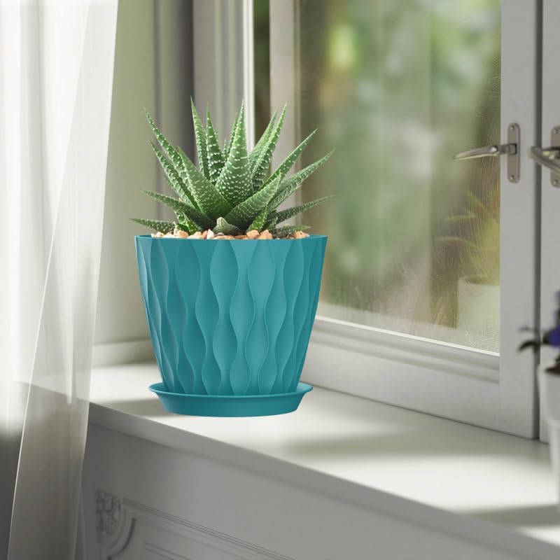 4 Inch Plant Pots, 6 Pack Indoor Flower Pots, Planters with Drainage Holes and Trays for Orchids, Violets, Succulents, Herbs, and Other Plants,Corolful