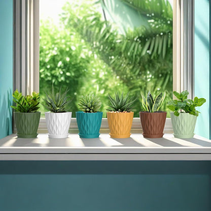 4 Inch Plant Pots, 6 Pack Indoor Flower Pots, Planters with Drainage Holes and Trays for Orchids, Violets, Succulents, Herbs, and Other Plants,Corolful