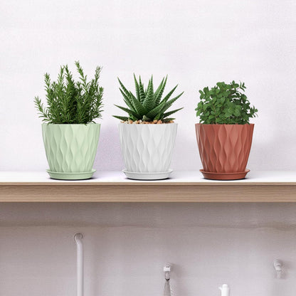 4 Inch Plant Pots, 6 Pack Indoor Flower Pots, Planters with Drainage Holes and Trays for Orchids, Violets, Succulents, Herbs, and Other Plants,Corolful
