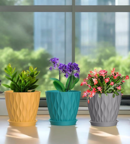 4 Inch Plant Pots, 6 Pack Indoor Flower Pots, Planters with Drainage Holes and Trays for Orchids, Violets, Succulents, Herbs, and Other Plants,Corolful