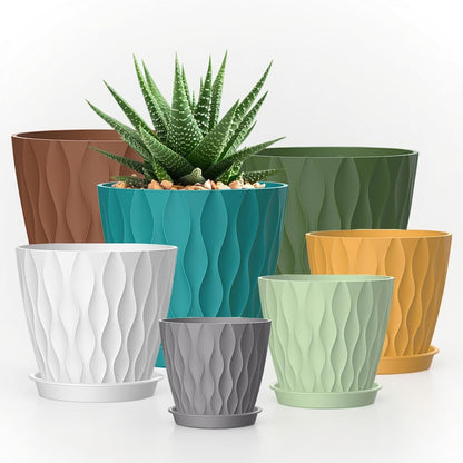 4 Inch Plant Pots, 6 Pack Indoor Flower Pots, Planters with Drainage Holes and Trays for Orchids, Violets, Succulents, Herbs, and Other Plants,Corolful