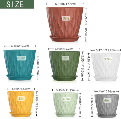4 Inch Plant Pots, 6 Pack Indoor Flower Pots, Planters with Drainage Holes and Trays for Orchids, Violets, Succulents, Herbs, and Other Plants,Corolful