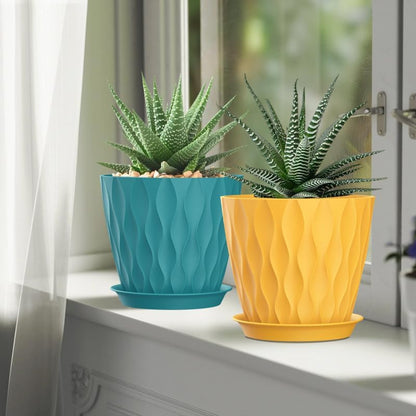 4 Inch Plant Pots, 6 Pack Indoor Flower Pots, Planters with Drainage Holes and Trays for Orchids, Violets, Succulents, Herbs, and Other Plants,Corolful