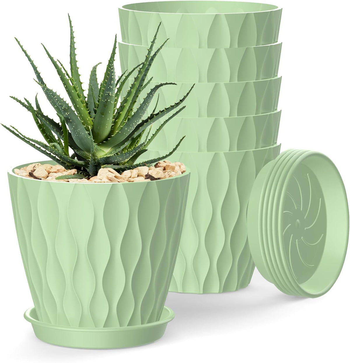 4 Inch Plant Pots, 6 Pack Indoor Flower Pots, Planters with Drainage Holes and Trays for Orchids, Violets, Succulents, Herbs, and Other Plants,Corolful