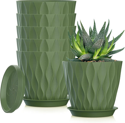 4 Inch Plant Pots, 6 Pack Indoor Flower Pots, Planters with Drainage Holes and Trays for Orchids, Violets, Succulents, Herbs, and Other Plants,Corolful