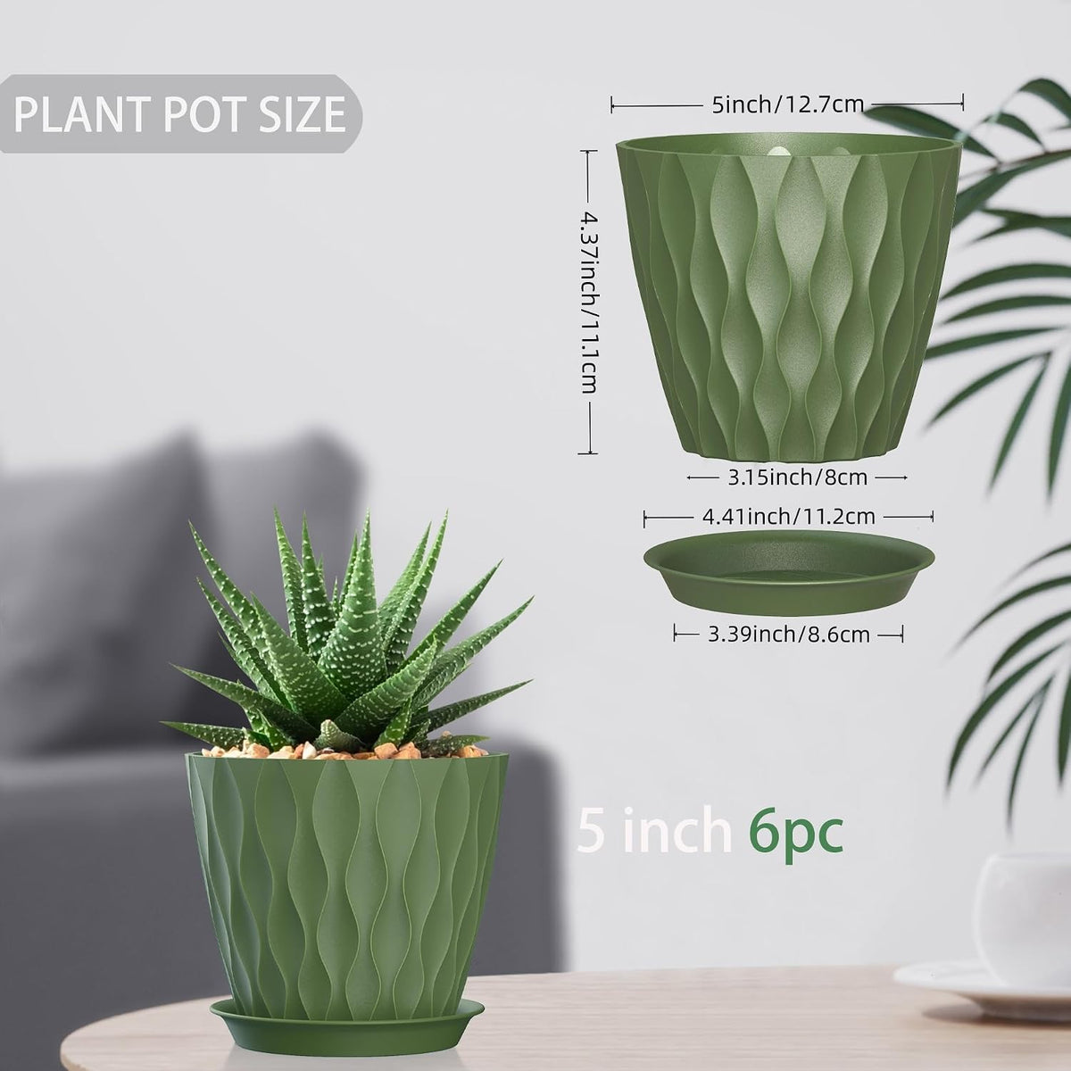 4 Inch Plant Pots, 6 Pack Indoor Flower Pots, Planters with Drainage Holes and Trays for Orchids, Violets, Succulents, Herbs, and Other Plants,Corolful