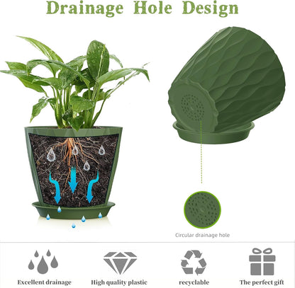 4 Inch Plant Pots, 6 Pack Indoor Flower Pots, Planters with Drainage Holes and Trays for Orchids, Violets, Succulents, Herbs, and Other Plants,Corolful