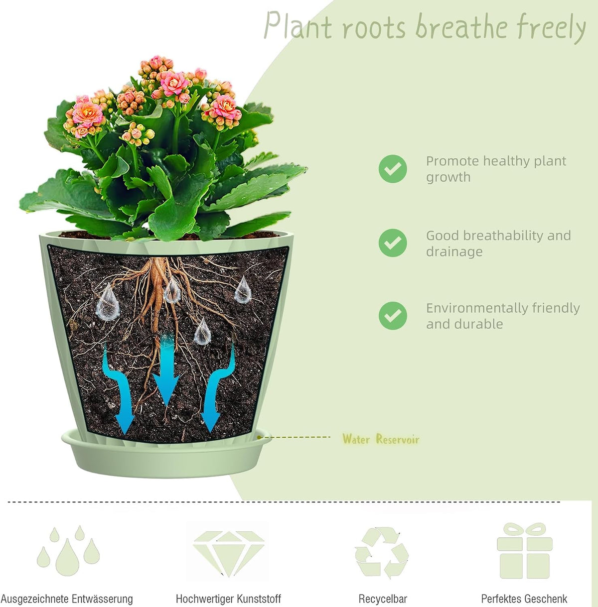 4 Inch Plant Pots, 6 Pack Indoor Flower Pots, Planters with Drainage Holes and Trays for Orchids, Violets, Succulents, Herbs, and Other Plants,Corolful