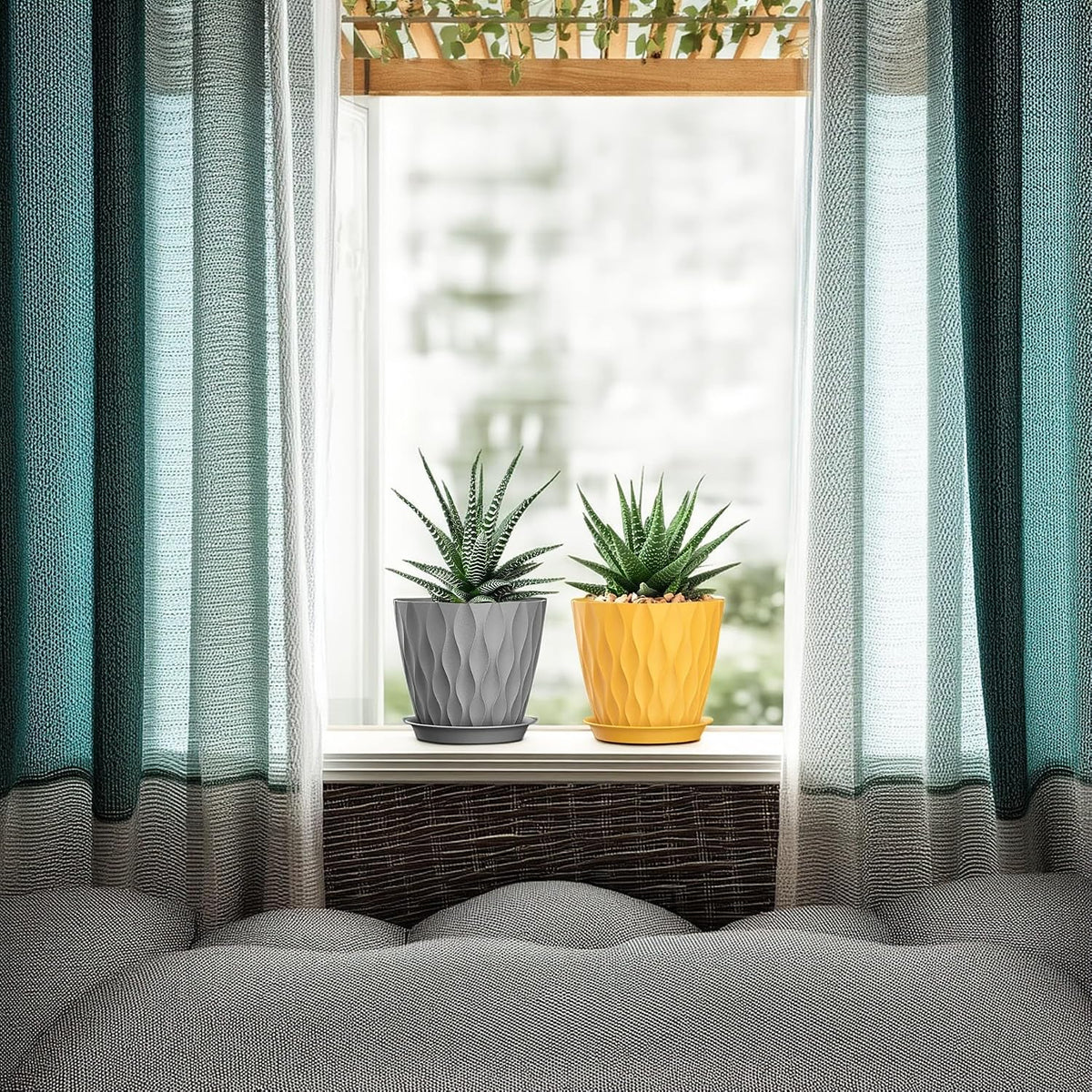 4 Inch Plant Pots, 6 Pack Indoor Flower Pots, Planters with Drainage Holes and Trays for Orchids, Violets, Succulents, Herbs, and Other Plants,Corolful