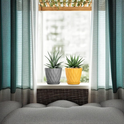 4 Inch Plant Pots, 6 Pack Indoor Flower Pots, Planters with Drainage Holes and Trays for Orchids, Violets, Succulents, Herbs, and Other Plants,Corolful