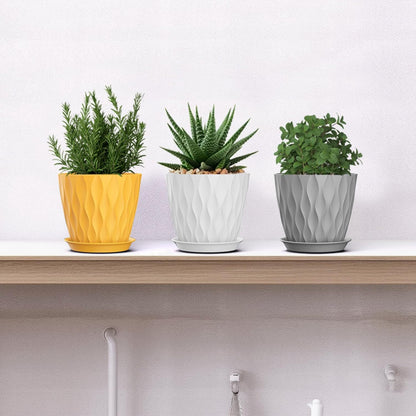 4 Inch Plant Pots, 6 Pack Indoor Flower Pots, Planters with Drainage Holes and Trays for Orchids, Violets, Succulents, Herbs, and Other Plants,Corolful