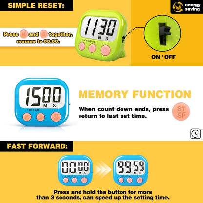 Digital Timer for Kids Classroom Timers for Teachers 2 Pack Blue Green