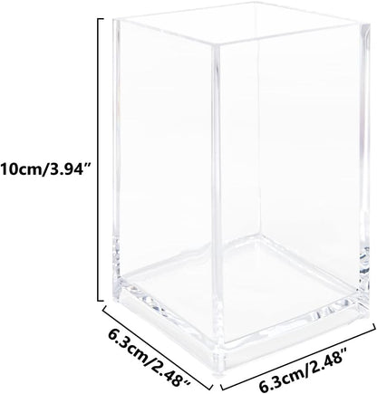3 Pack Clear Acrylic Cosmetic Pencil Pen Holder Cup, Clear Makeup Brush Holder, Desk Acrylic Brushes Storage