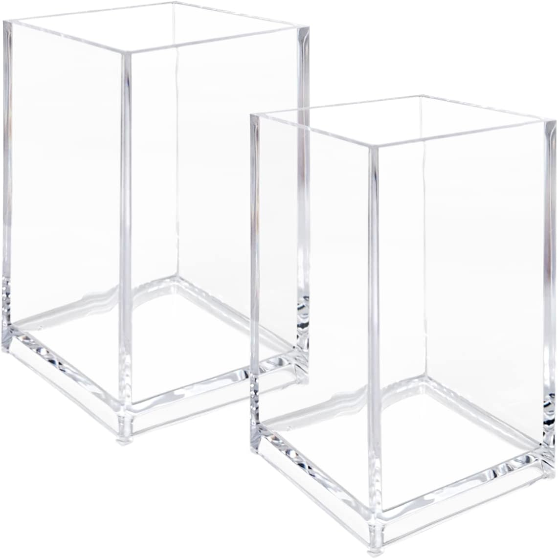 3 Pack Clear Acrylic Cosmetic Pencil Pen Holder Cup, Clear Makeup Brush Holder, Desk Acrylic Brushes Storage