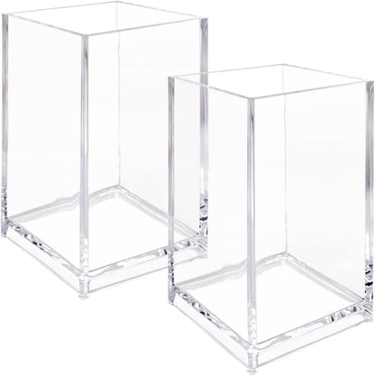3 Pack Clear Acrylic Cosmetic Pencil Pen Holder Cup, Clear Makeup Brush Holder, Desk Acrylic Brushes Storage