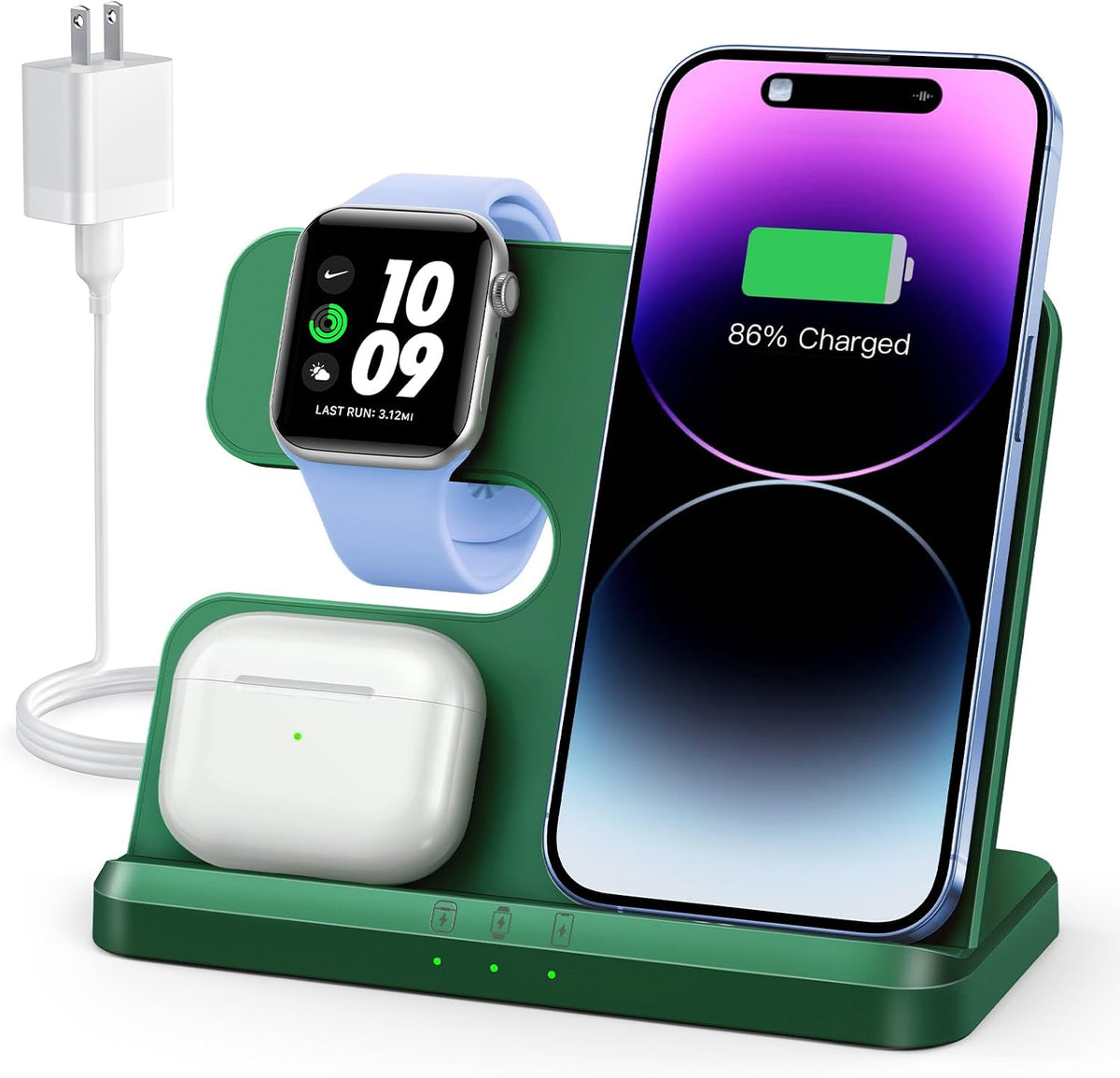 3 in 1 Charging Station for Apple Wireless Charger for iPhone 17 16e 16 15 14 13 12 11 X 8 & for iWatch Charger Wireless Charging Station for Multiple Devices for AirPods 2/3/4/Pro/Pro 2/Pro 3