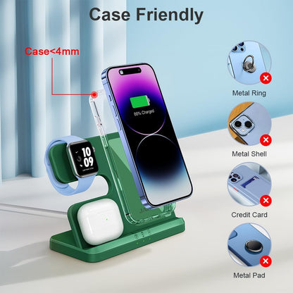 3 in 1 Charging Station for Apple Wireless Charger for iPhone 17 16e 16 15 14 13 12 11 X 8 & for iWatch Charger Wireless Charging Station for Multiple Devices for AirPods 2/3/4/Pro/Pro 2/Pro 3