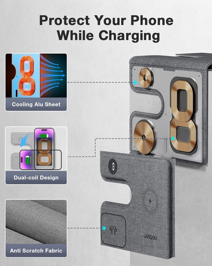 3 in 1 Charging Station for Apple Wireless Charger for iPhone 17 16e 16 15 14 13 12 11 X 8 & for iWatch Charger Wireless Charging Station for Multiple Devices for AirPods 2/3/4/Pro/Pro 2/Pro 3