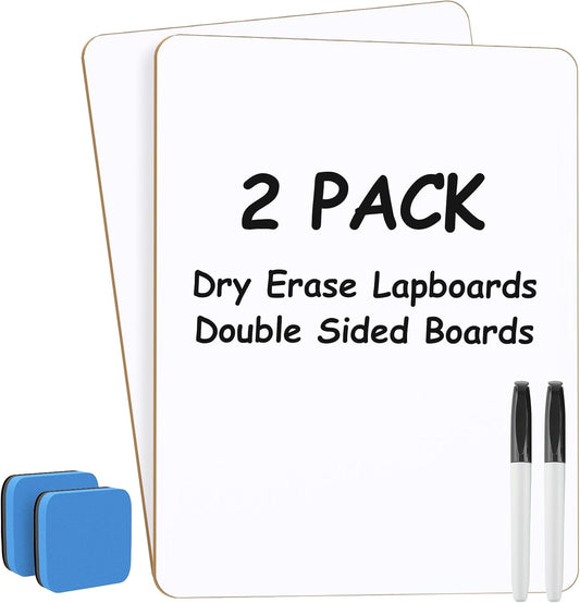 Double Sided Dry Erase Board, 9'' x 12'' Small White Board, 2 Pack