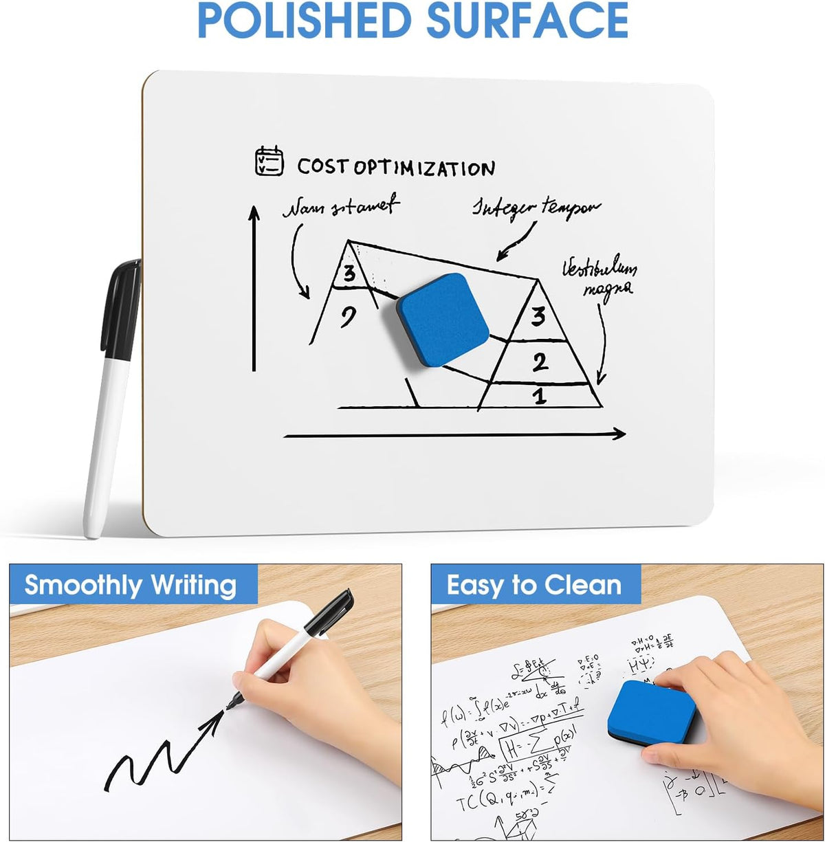 Double Sided Dry Erase Board, 9'' x 12'' Small White Board, 2 Pack