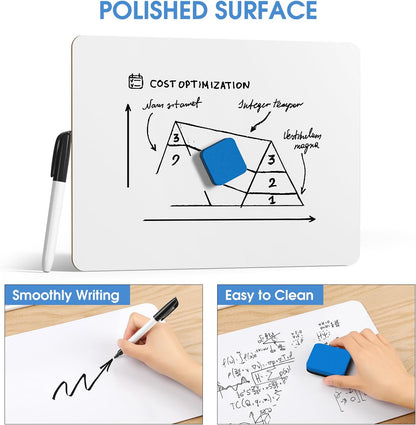 Double Sided Dry Erase Board, 9'' x 12'' Small White Board, 2 Pack