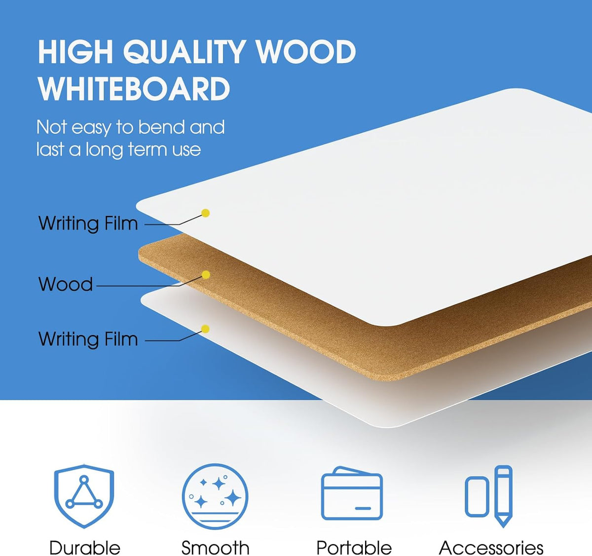 Double Sided Dry Erase Board, 9'' x 12'' Small White Board, 2 Pack