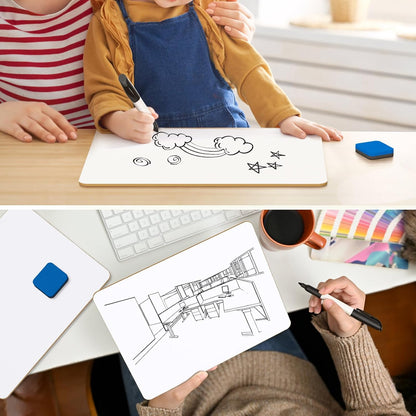 Double Sided Dry Erase Board, 9'' x 12'' Small White Board, 2 Pack