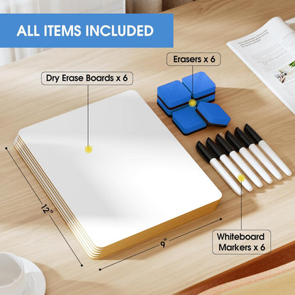 Double Sided Dry Erase Board, 9'' x 12'' Small White Board, 2 Pack