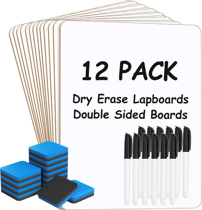 Double Sided Dry Erase Board, 9'' x 12'' Small White Board, 2 Pack