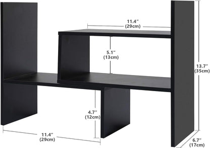 Desktop Bookshelf Desk Storage Organizer Adjustable Wood Desktop Display Shelf Rack Counter Office Storage Rack Top Bookcase - Free Style Display Natural Stand Office Supplies Desk Organizer